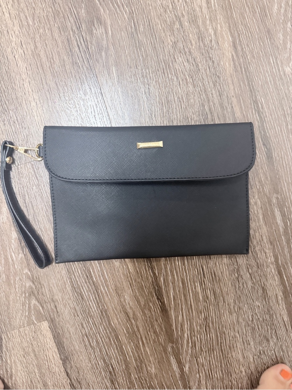 🌸 Black Women's Wristlet Clutch with Gold Accent